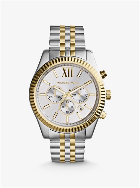 michael kors uhr gold silber herren|Michael Kors gold tone watch.